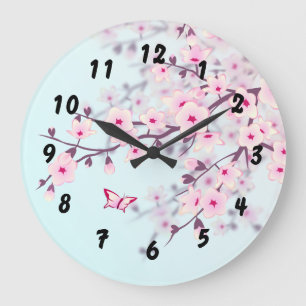 Grande Horloge Ronde Paysage des fleurs de cerisiers