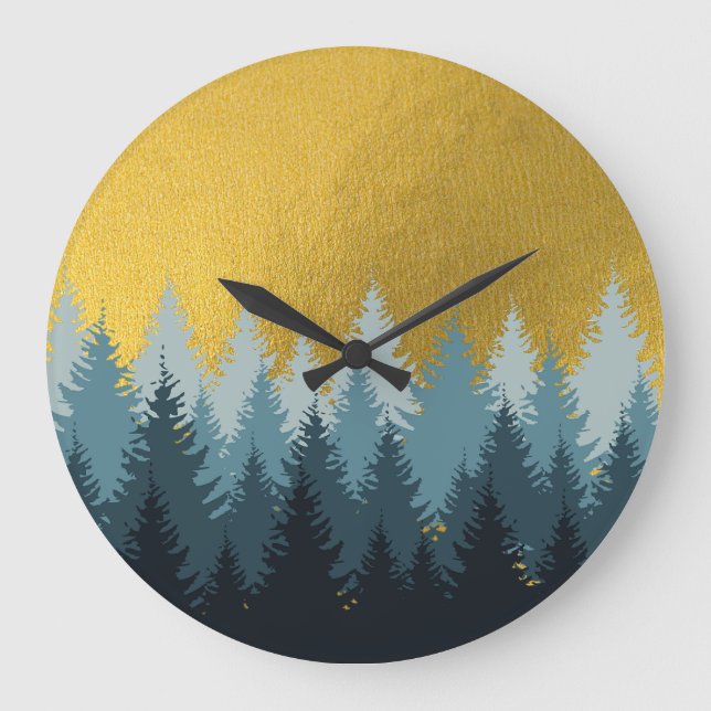 Grande Horloge Ronde Paysage d'or des arbres forestiers (Recto)