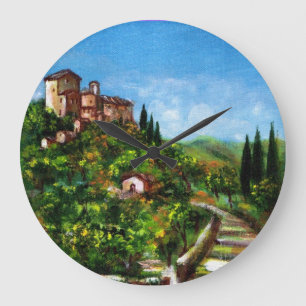 GRANDE HORLOGE RONDE PAYSAGE TOSCANE