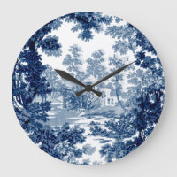 Paysage vintage du chalet Toile-Bleu & Blanc