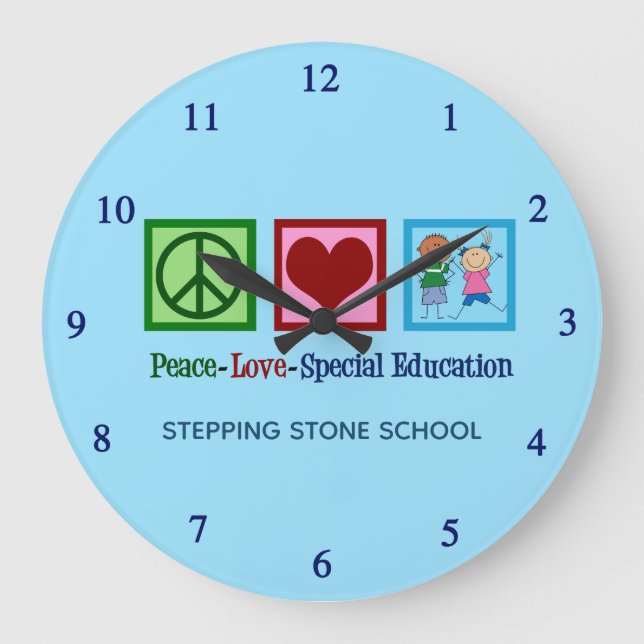 Grande Horloge Ronde Peace Love Éducation spéciale (Recto)