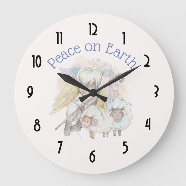 Grande Horloge Ronde Peace on Earth Angel Shepherd and Lambs (Recto)