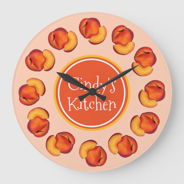 Grande Horloge Ronde Peach été juteux mûr Georgia Paches cuisine (Recto)