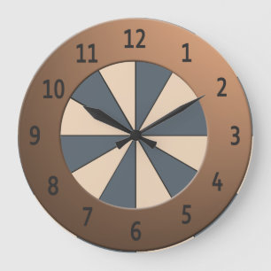 Grande Horloge Ronde Peach Rays Shiny Metallic Digits Circle