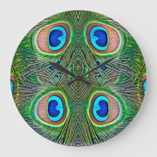 Grande Horloge Ronde Peacock Feathers
