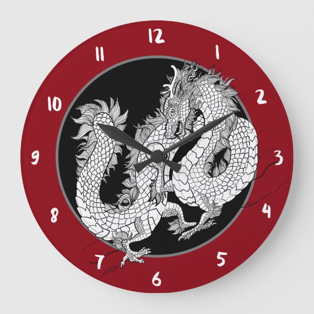 Grande Horloge Ronde Pearl de dragon chinois (Recto)