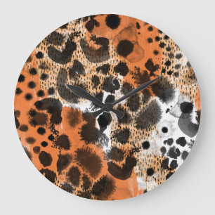 Grande Horloge Ronde Peau animale : motif léopard créatif.