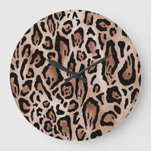 Grande Horloge Ronde Peau léopard : motif sans soudure. (Recto)