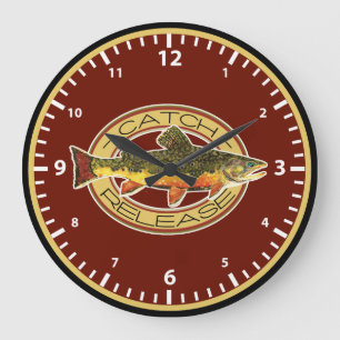 Grande Horloge Ronde Pêche à la mouche de l'omble de fontaine Pêche 