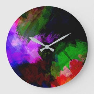 Grande Horloge Ronde peinture Abstraite à l'aquarelle 2