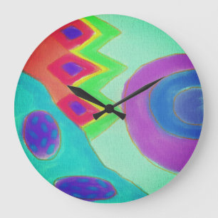 Grande Horloge Ronde Peinture Abstraite colorée