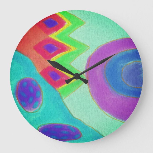 Grande Horloge Ronde Peinture Abstraite colorée (Recto)