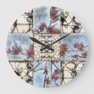 Grande Horloge Ronde Peinture abstraite lambrissée de Scrollwork