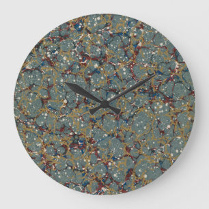 Grande Horloge Ronde Peinture Abstraite Marbrée