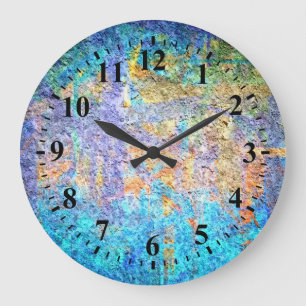 Grande Horloge Ronde Peinture Abstraite multicolore