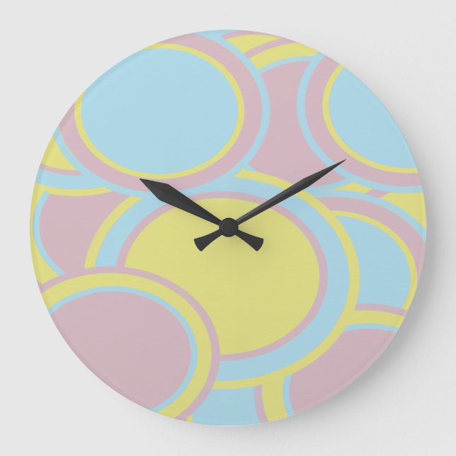 Grande Horloge Ronde Peinture Abstraite Pastel moderne (Recto)