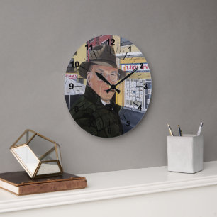 Grande Horloge Ronde Peinture de Vicente Castellano Benci par Alfred Fo