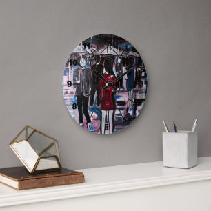Grande Horloge Ronde Peinture Pluie Rétro par Alfred Fox