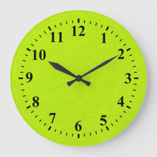 Grande Horloge Ronde Peinture verte d'art abstrait de chaux