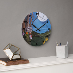 Grande Horloge Ronde Peinture Vœux sur la Lune par Alfred Fox