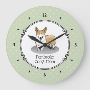 Grande Horloge Ronde Pembroke Welsh Corgi Maman (rouge 1) Chien Maman M