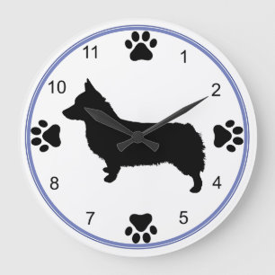 Grande Horloge Ronde Pembroke Welsh Corgi Silhouette