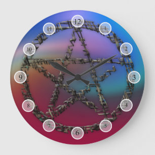 Grande Horloge Ronde Pentagramme de fil