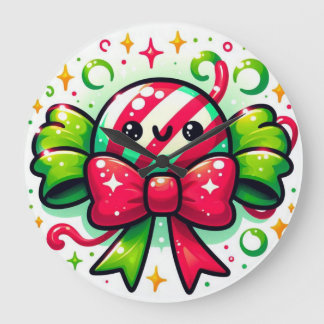 Grande Horloge Ronde Peppermint Joy: Holiday Candy Character