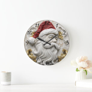 Grande Horloge Ronde Père Noël, art humanitaire célébrant Noël