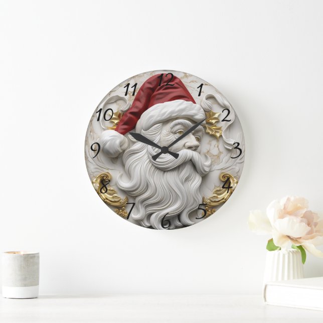 Grande Horloge Ronde Père Noël, art humanitaire célébrant Noël (Maison)