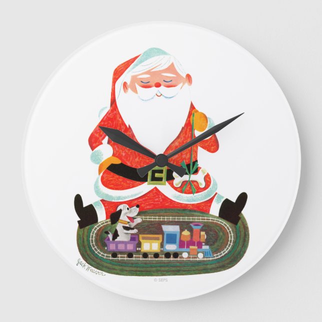 Grande Horloge Ronde Père Noël avec train (Recto)