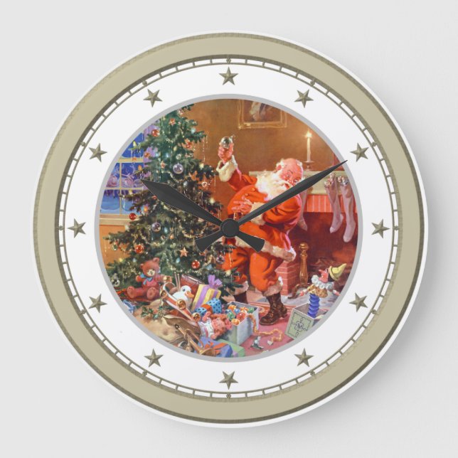 Grande Horloge Ronde Père Noël la nuit avant Noël (Recto)