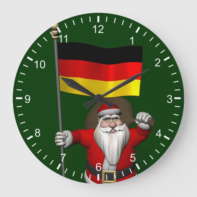 Grande Horloge Ronde Père Noël Patriotique Avec L'Ensigne D'Allemagne (Recto)