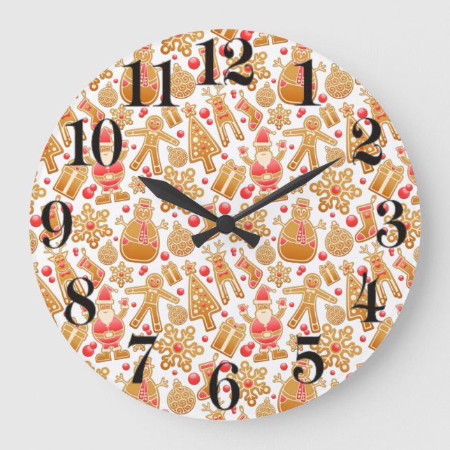 Grande Horloge Ronde Père Noël & Snowman Gingerbread Noël Cookies (Recto)