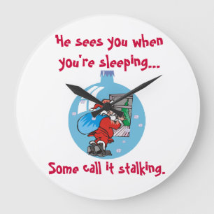 Grande Horloge Ronde Père Noël Stalker Joke