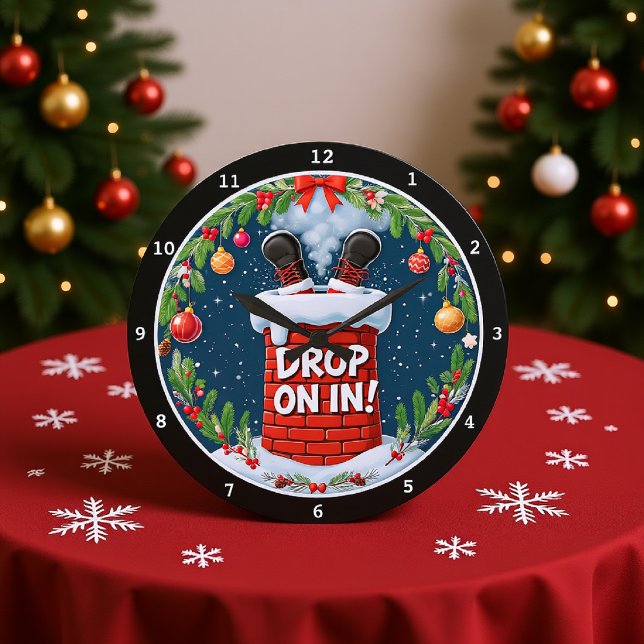 Grande Horloge Ronde Père Noël Vacances - Retour à la Chimney (Créateur téléchargé)