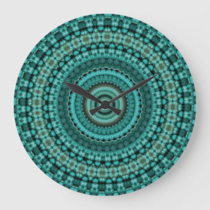 Grande Horloge Ronde Perles turquoise