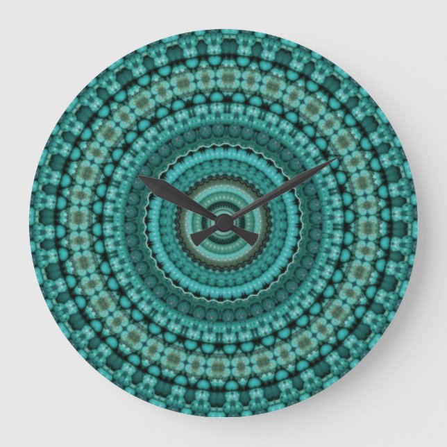 Grande Horloge Ronde Perles turquoise (Recto)