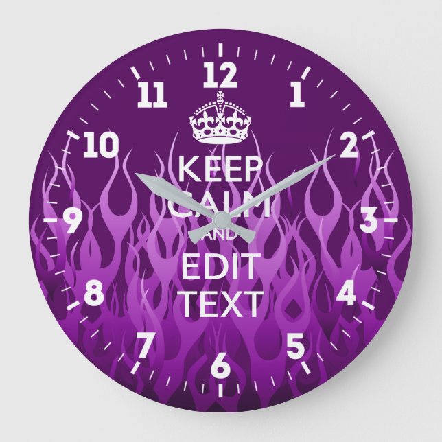 Grande Horloge Ronde Personalisé Conserver le calme Obtenez votre texte (Recto)