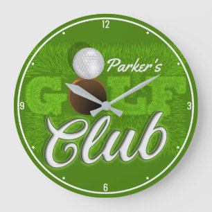 Grande Horloge Ronde Personalized NAME Golfer Green Golf Course Club
