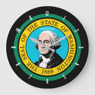 Grande Horloge Ronde Personalized Washington State Flag Design on a
