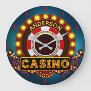 Grande Horloge Ronde Personalized YOUR NAME Casino Game Room Custom