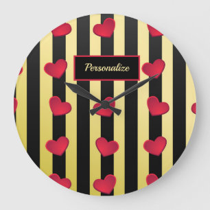 Grande Horloge Ronde Personnage de Black Stripes Gold