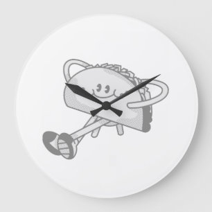 Grande Horloge Ronde Personnage de mascotte de taco vert mignon qui mar