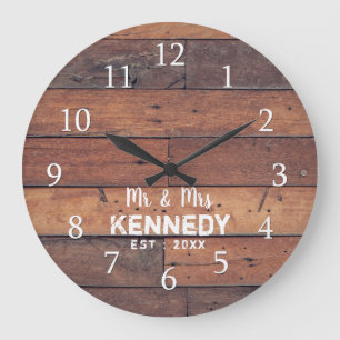 Grande Horloge Ronde Personnalisation de l'usine Rustic Wood Plank Farm