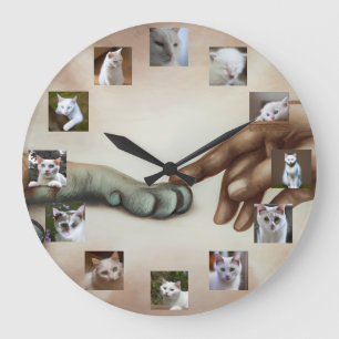 Grande Horloge Ronde Personnalisé Dieu Créé Chat 12 ans Kitty Vos Photo