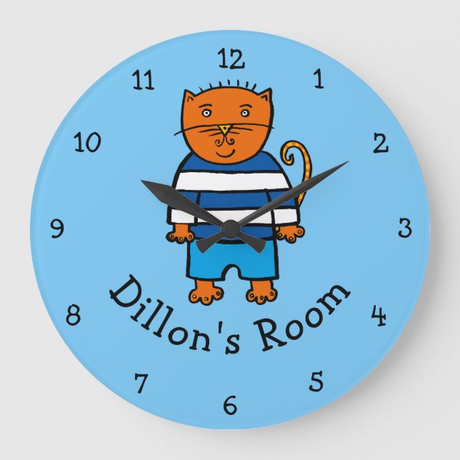 Grande Horloge Ronde Personnalisé Dillon le chat (Recto)