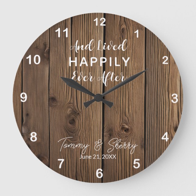 Grande Horloge Ronde Personnalisé Heureusement Jamais Après L'Horloge D (Recto)