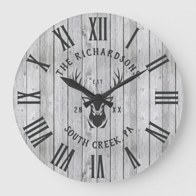 Grande Horloge Ronde Personnalisé Nom De Famille Russe Ferme Bois Moder (Recto)