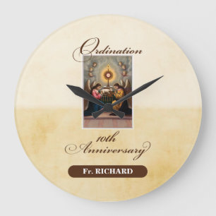 Grande Horloge Ronde Personnaliser, 10e anniversaire d'ordination Anges